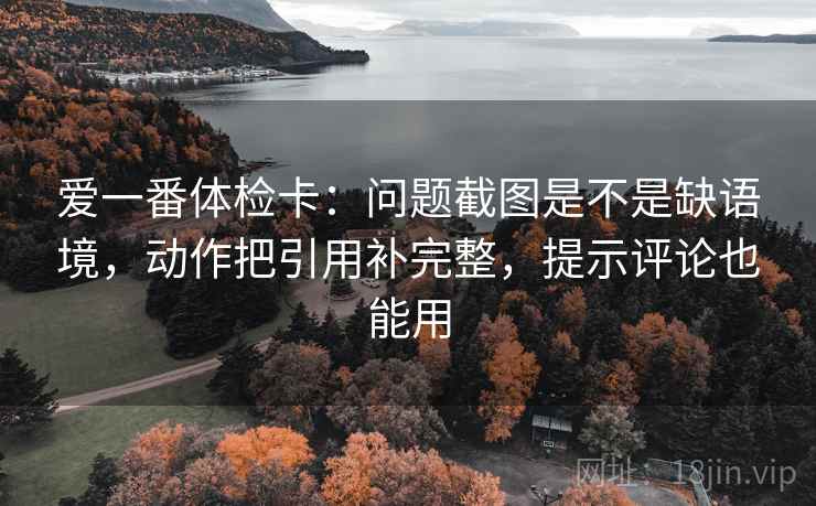 爱一番体检卡:问题截图是不是缺语境,动作把引用补完整,提示评论也能用 爱一番体检卡:问题截图是不是缺语境,动作把引用补完整,提示评论也能用